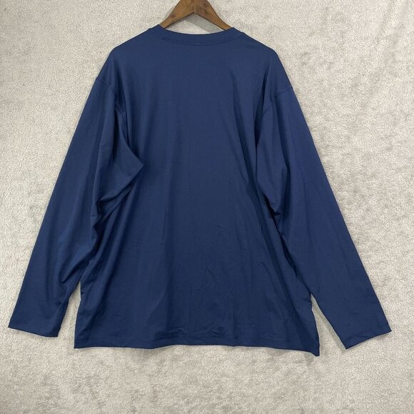 NWOT Lands End Mens XXL Long-Sleeve Navy Crewneck T-Shirt Nylon spandex - Picture 3 of 7